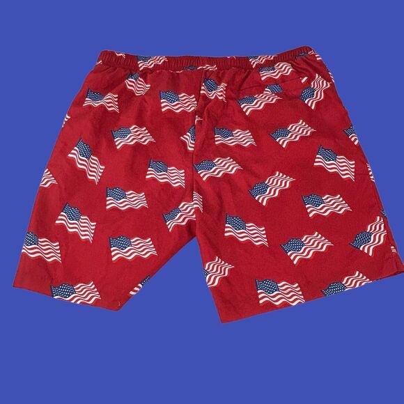 Bass Pro Shops Swim Trunks Red w/American Flags Patriotic July 4th Men’s XL NWOT - Picture 6 of 16